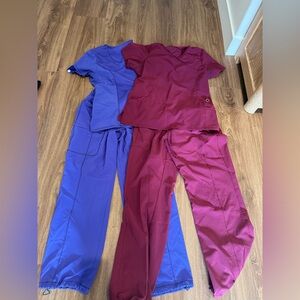 2 sets Cherokee infinity scrub set women’s large maroon and purple stretch